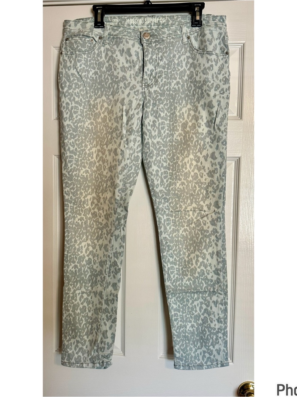 Mossimo Supply Co. Light Blue & Gray Leopard Print Skinny Jeans